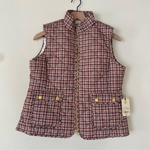 NWT St. John’s Bay Plaid Puffer Vest with Gold Accents Size PM